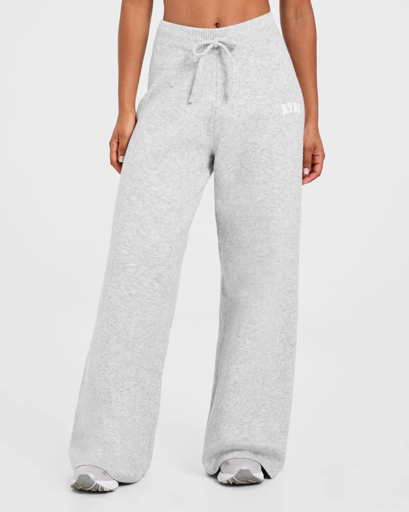 Varsity Oversized Knitted Joggers - Gris Marl