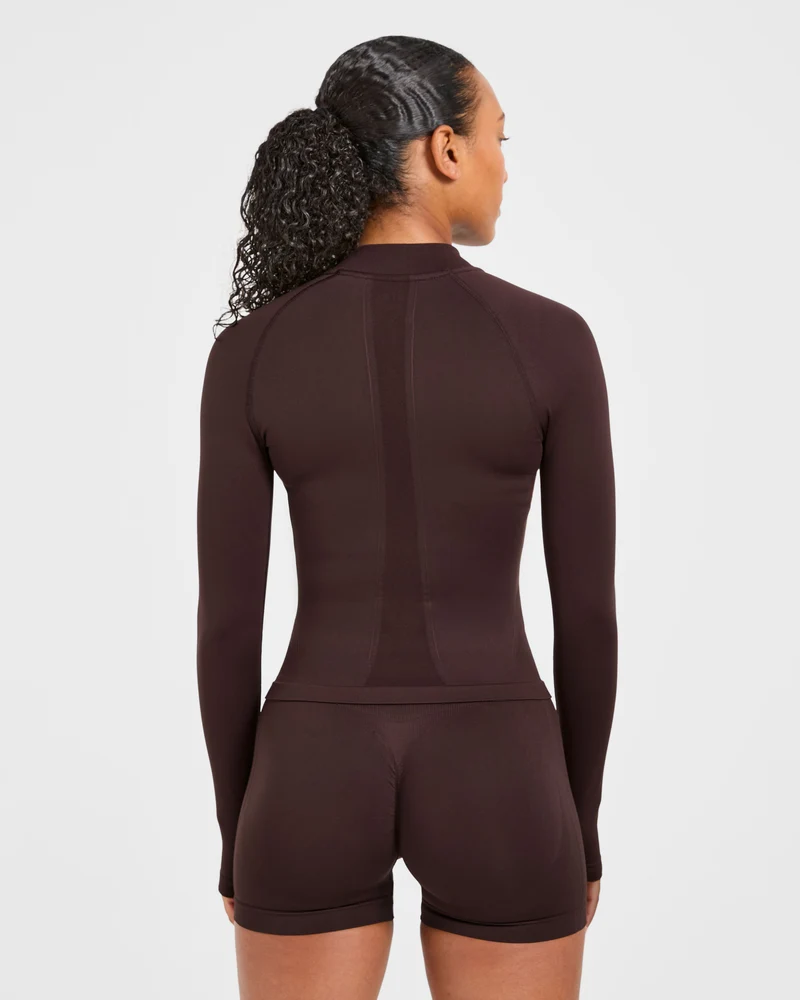 Empower Seamless Full Zip Jacket - Cocoa Brun