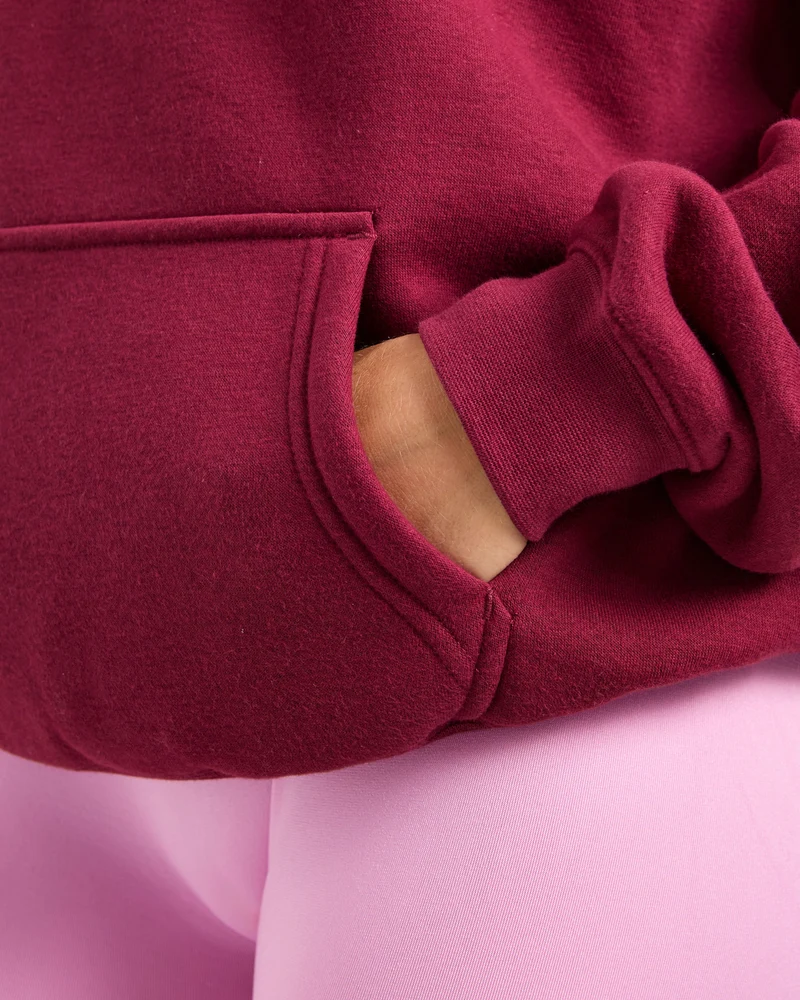 Script Embroidered Oversized Hoodie - Burgundy/Pink