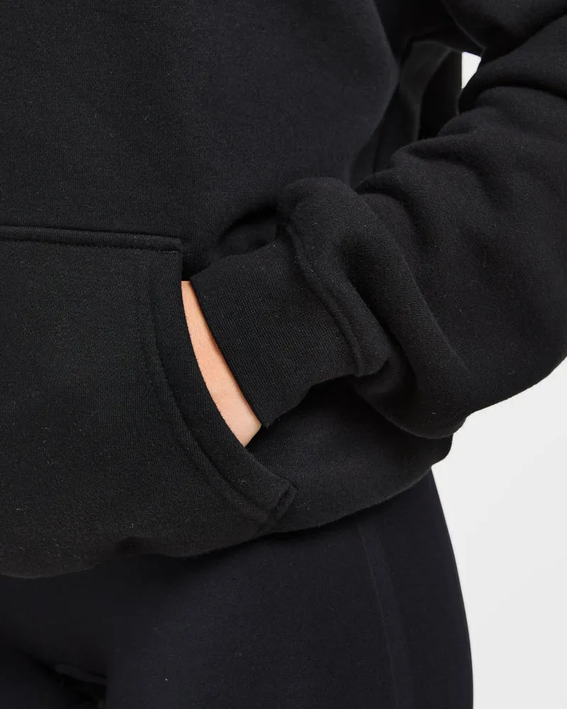 Script Embroidered Oversized Hoodie - Noir