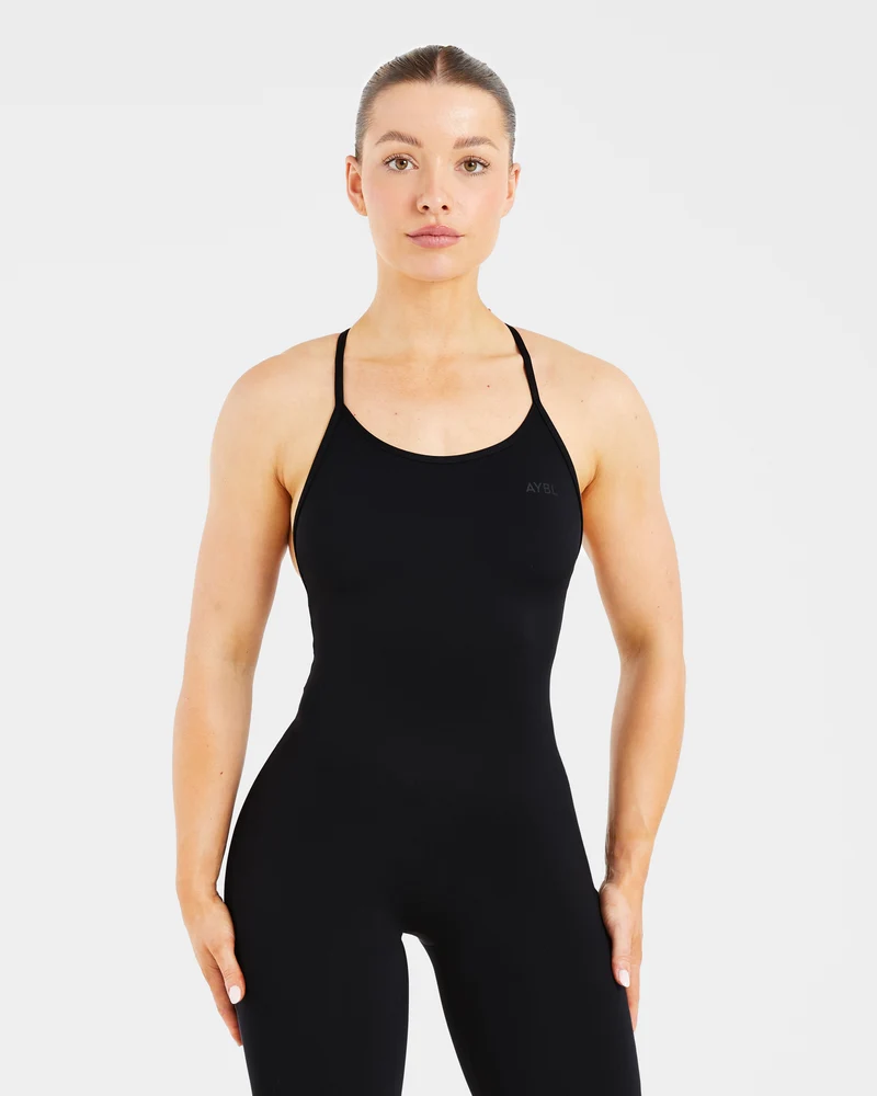 Sculpt Backless Flared All In One - Noir