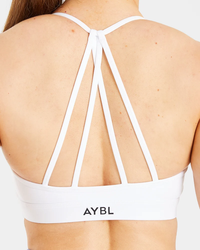 Essential V Neck Strappy Sports Bra - Blanc