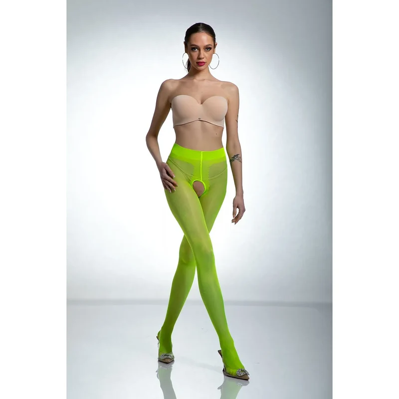 Collant érotique model 188130 Amour ouverture entrejambe high waist nylon italien 20 DEN passementerie silicone