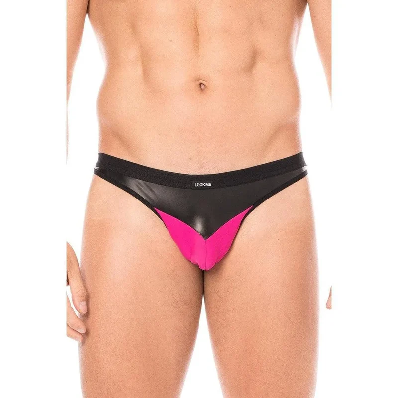 string simili cuir magenta audacieux énergique opaque doux extensible pointe arrière rappel confortable sophistiqué sexy polyester élasthanne