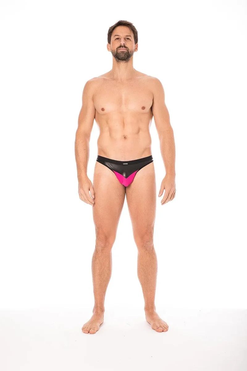 string simili cuir magenta audacieux énergique opaque doux extensible pointe arrière rappel confortable sophistiqué sexy polyester élasthanne