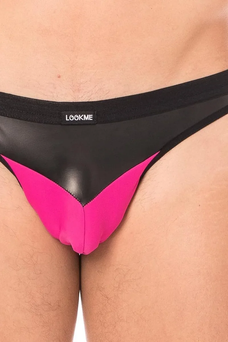 string simili cuir magenta audacieux énergique opaque doux extensible pointe arrière rappel confortable sophistiqué sexy polyester élasthanne