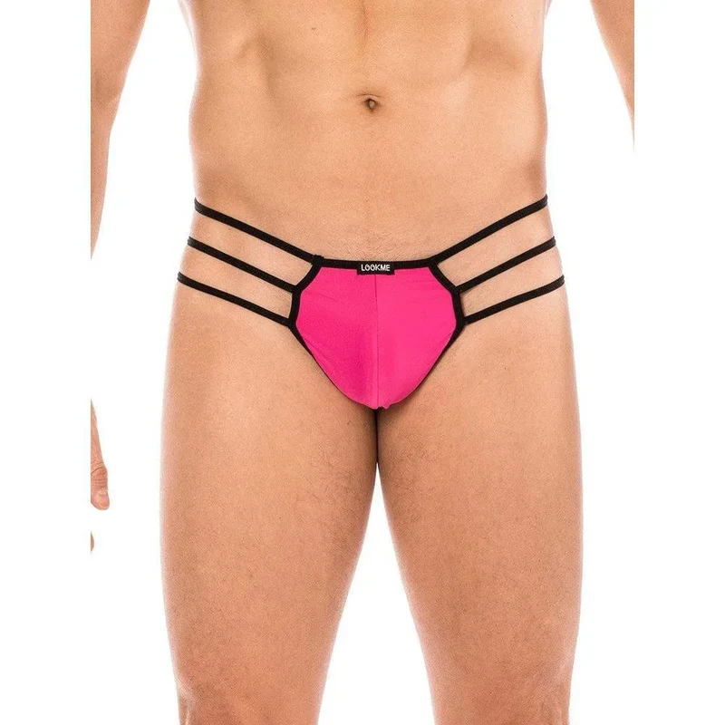 slip ficelle homme magenta string trois cordes côtés toile araignée opaque arrière ceinture transparente minimaliste confortable élégant polyamide élasthanne