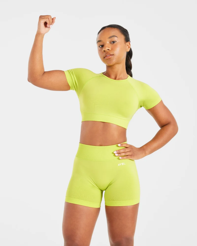 Adapt Seamless Crop Top - Lime Vert