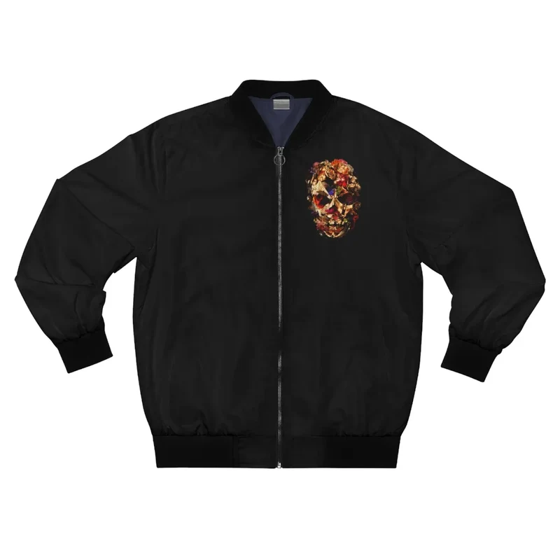 Fashion Skull Golden Flowers Art Bomber Jacket