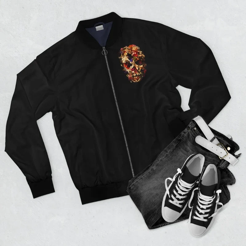 Fashion Skull Golden Flowers Art Bomber Jacket