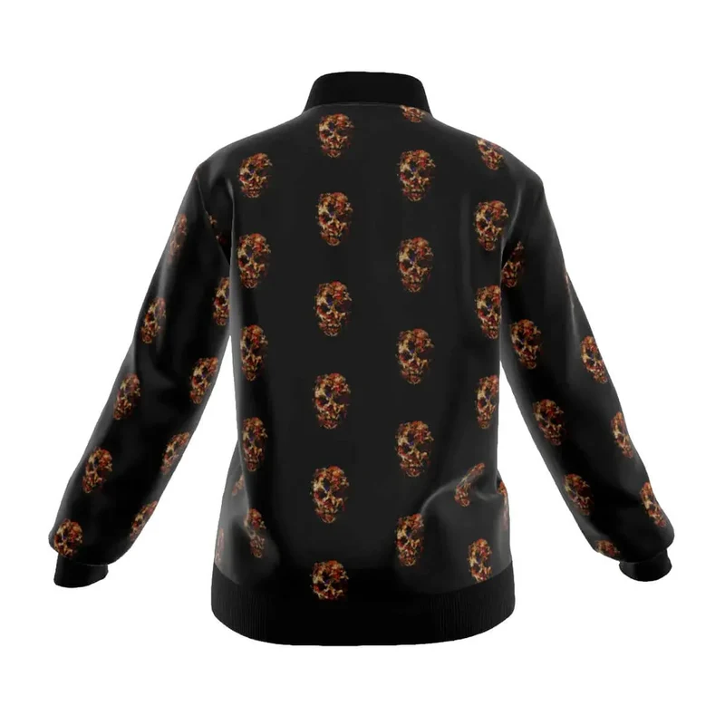 Fashion Golden Floral Skull Women's Jacket