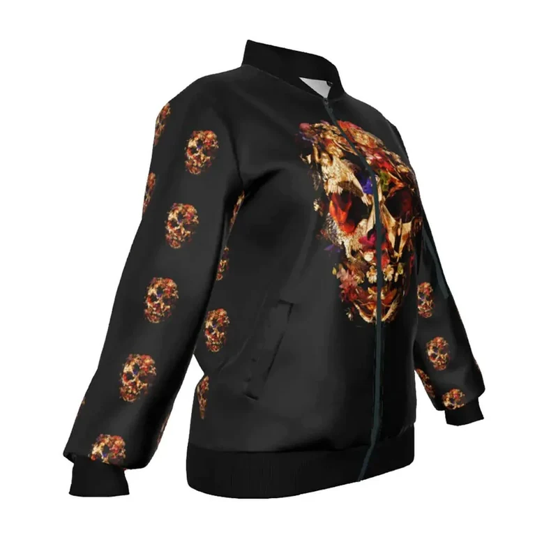 Fashion Golden Floral Skull Women's Jacket