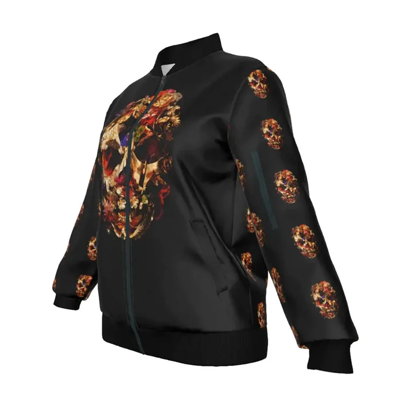 Fashion Golden Floral Skull Women's Jacket