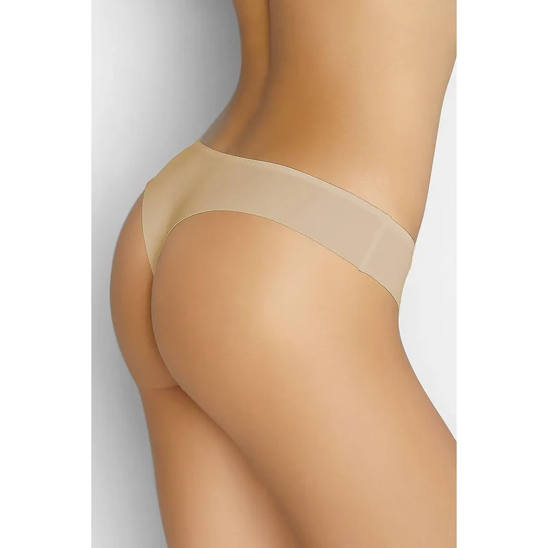 string sans couture confortable silhouette lisse seconde peau invisible gravure laser respirant extensible polyamide elasthanne beige tailles variées