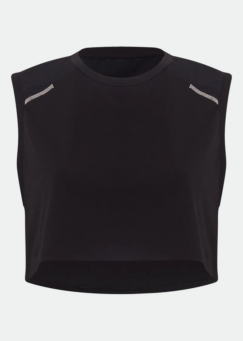 T-Shirt Mulher Sem Manga Cropped Patch