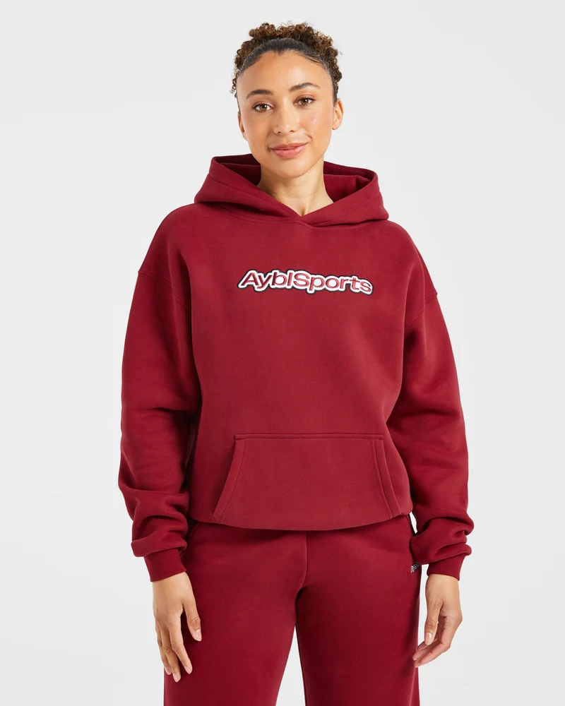 AYBL Sports Outline Oversized Hoodie - Burgundy