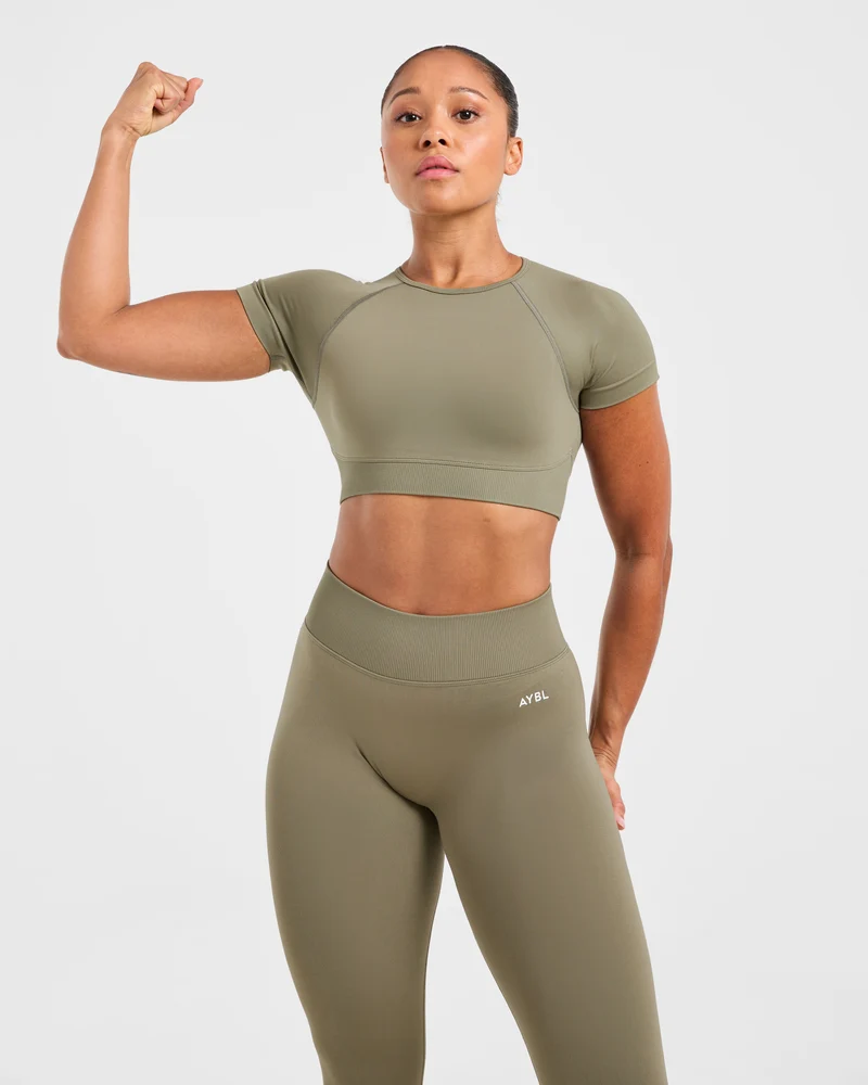 Adapt Seamless Crop Top - Muted Olive