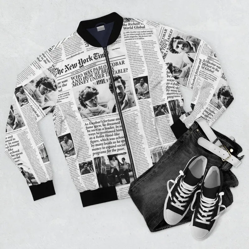 Pablo Escobar Newspaper Colombian Bomber Jacket