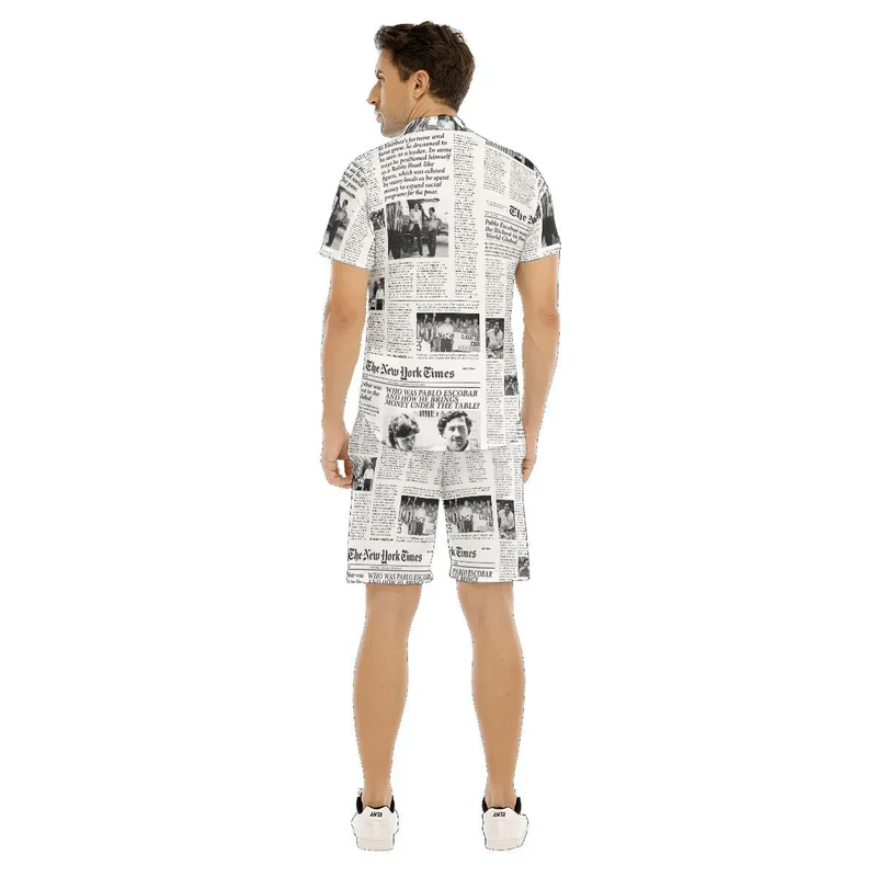 Pablo Escobar Newspaper Colombian Short Sleeve Shirt Sets