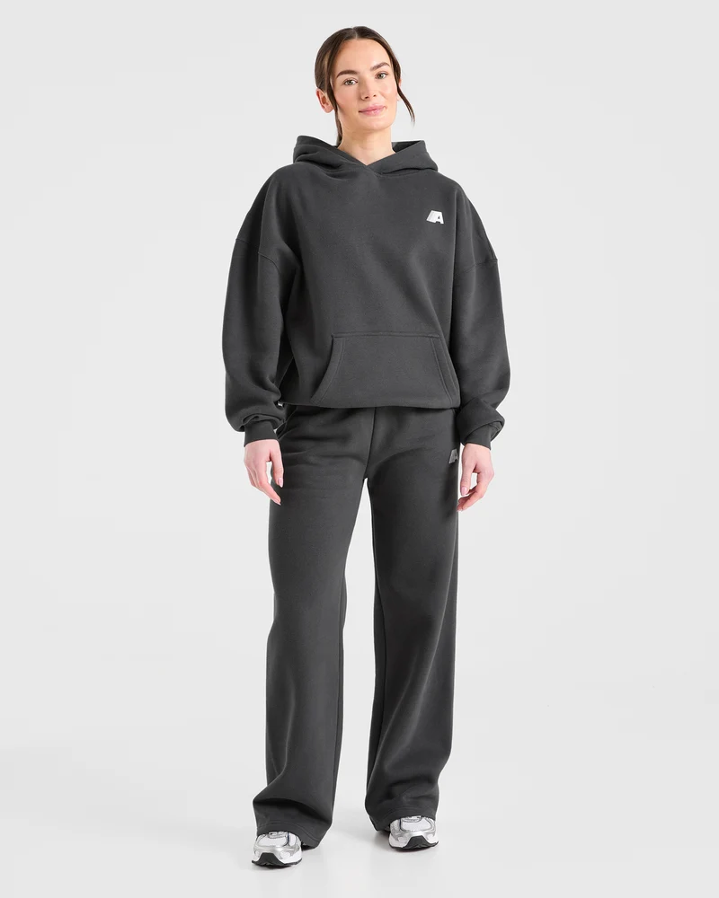 Retro Athletics Oversized Straight Leg Joggers - Charcoal