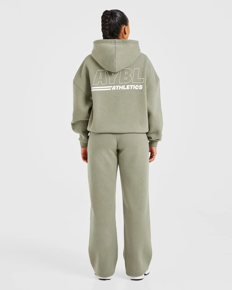 Athletics Track Oversized Straight Leg Joggers - Muted Olive