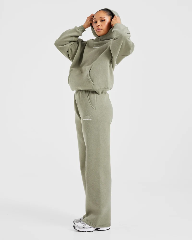 Athletics Track Oversized Straight Leg Joggers - Muted Olive