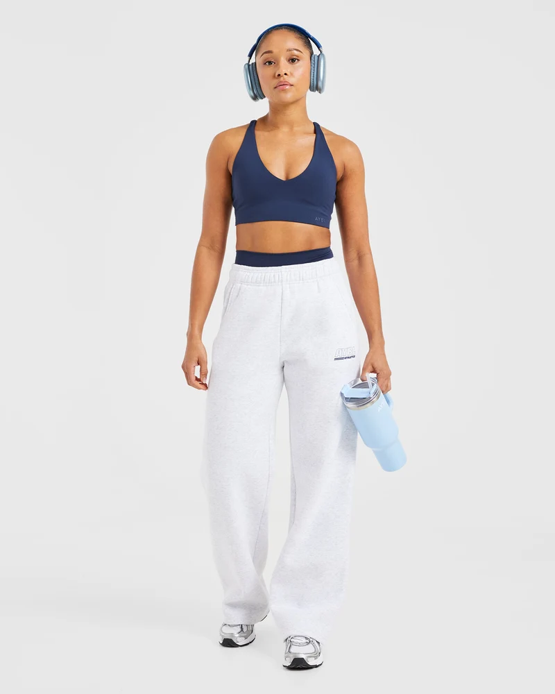 Athletics Track Oversized Straight Leg Joggers - Heather Grey/Navy