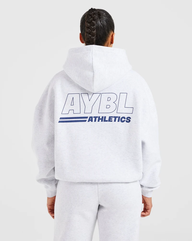 Athletics Track Oversized Hoodie - Heather Grey/Navy