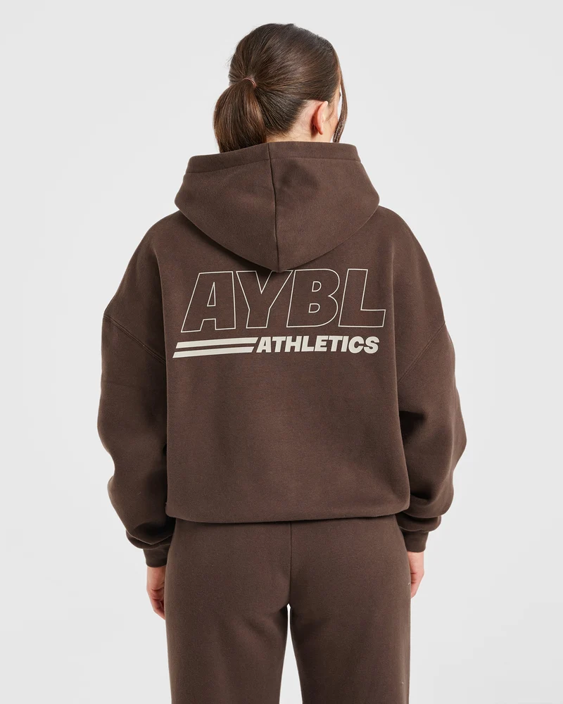 Athletics Track Oversized Hoodie - Brown/Sand