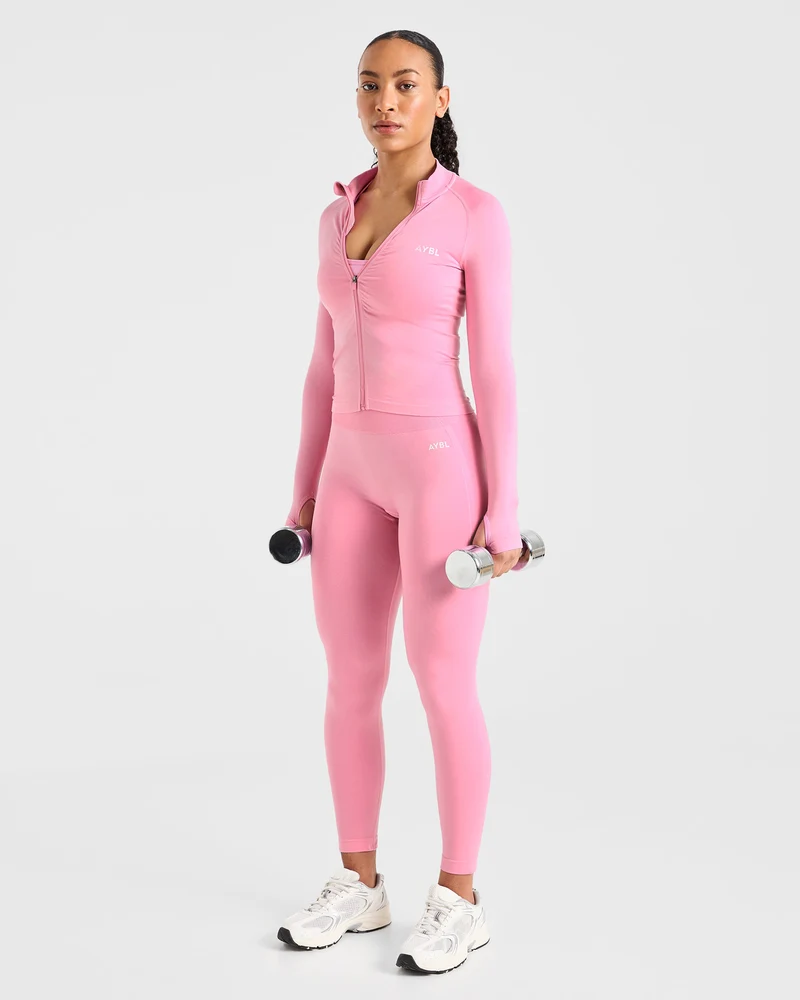 Empower Seamless Full Zip Jacket - Baby Rose