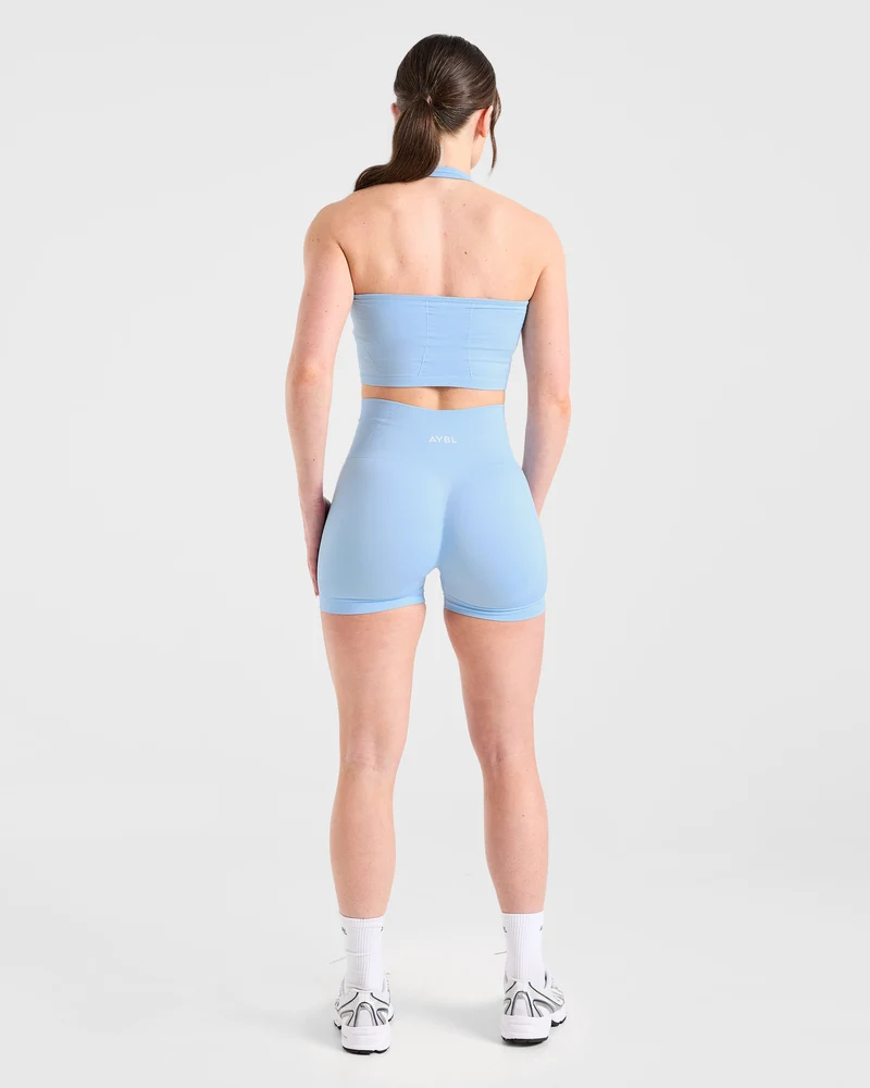 Empower Seamless Halterneck Crop Top - Sky Bleu