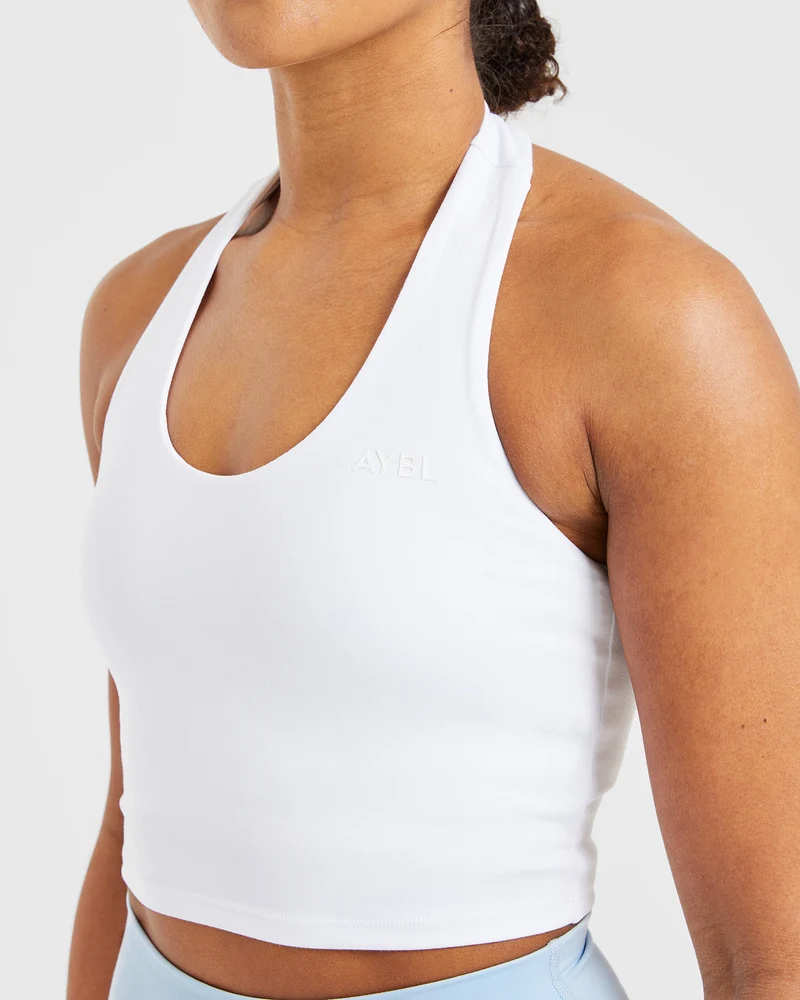 Staple Halterneck Crop Top - Blanc