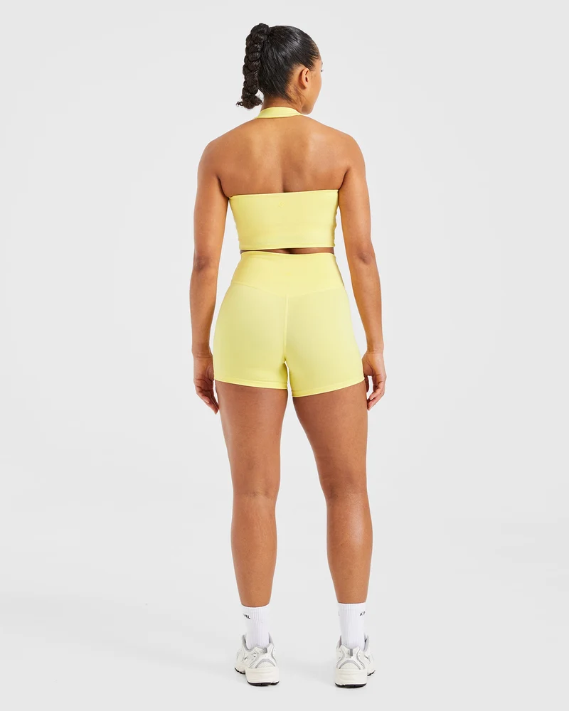 Staple Halterneck Crop Top - Pastel Lemon