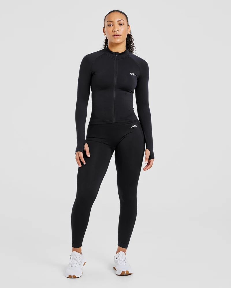 Empower Seamless Full Zip Jacket - Noir