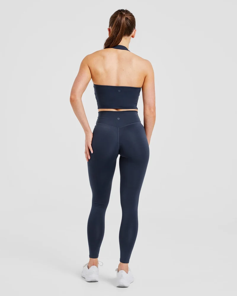 Staple Halterneck Crop Top - Navy