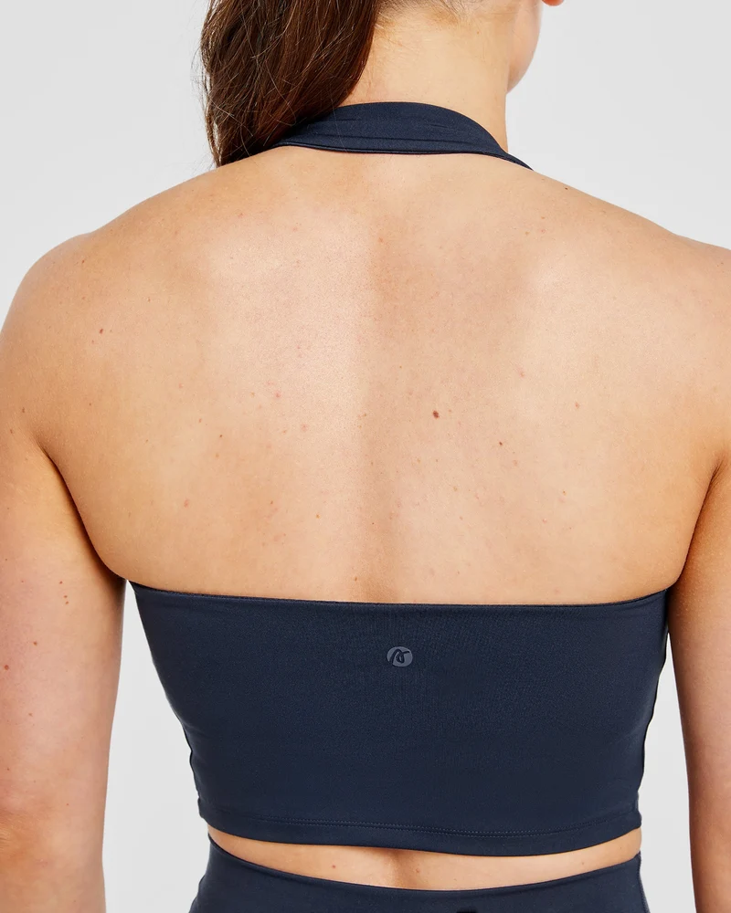Staple Halterneck Crop Top - Navy