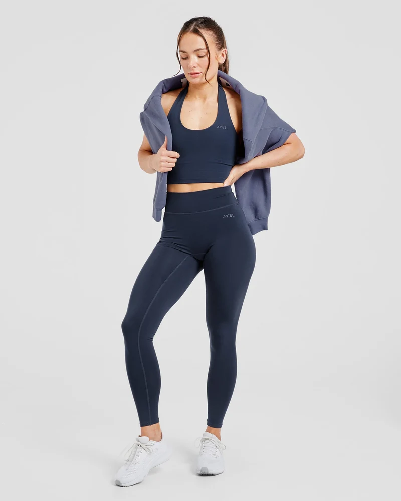 Staple Halterneck Crop Top - Navy