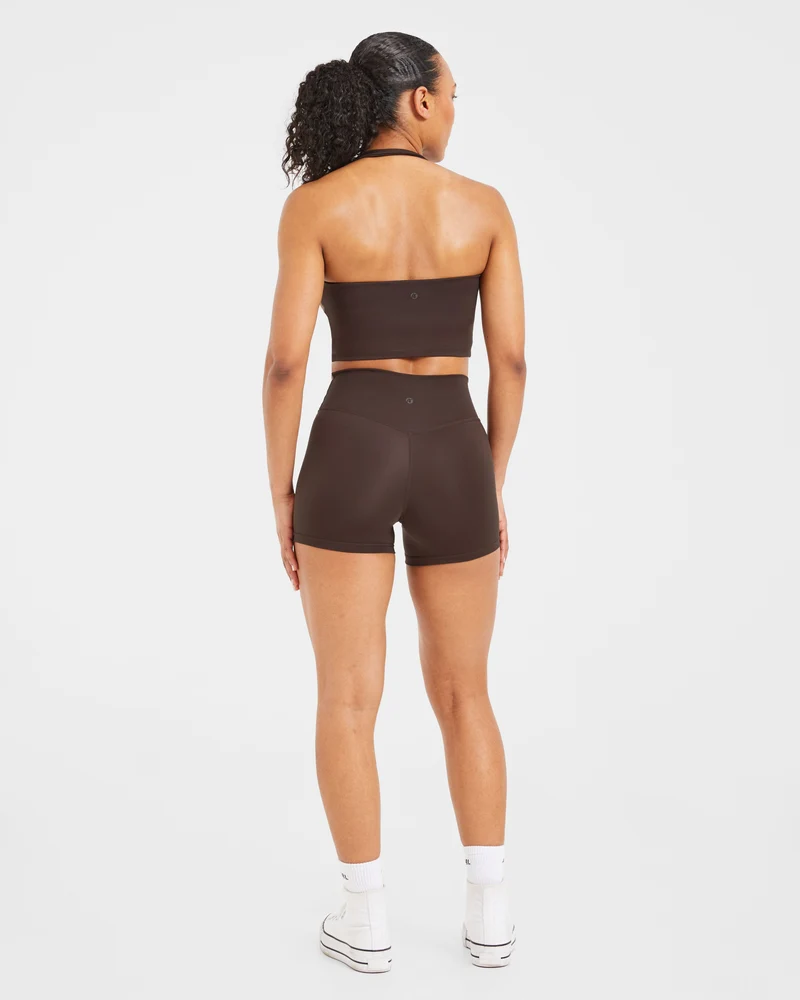 Staple Halterneck Crop Top - Coffee Brun