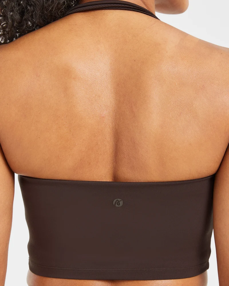 Staple Halterneck Crop Top - Coffee Brun