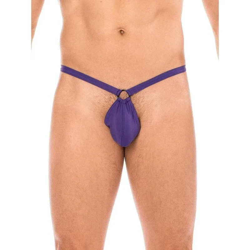 String homme mini violet poche banane anneau dessus triangle arrière polyamide élasthanne doux confortable moulant sexy minimaliste lookme