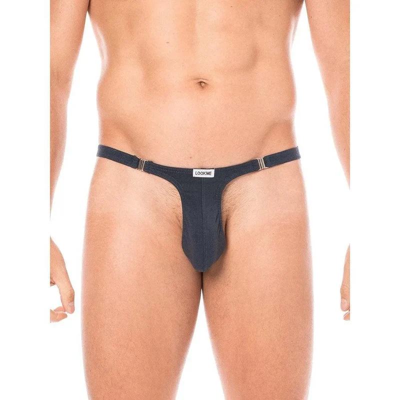 string homme bleu marine sexy élégant intemporel coton doux élasthanne extensible crochets détachables côtés coupe ajustée confortable striptease scénique