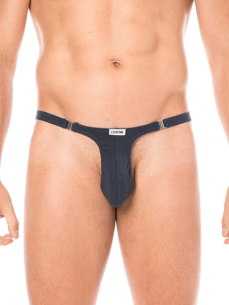 string homme bleu marine sexy élégant intemporel coton doux élasthanne extensible crochets détachables côtés coupe ajustée confortable striptease scénique