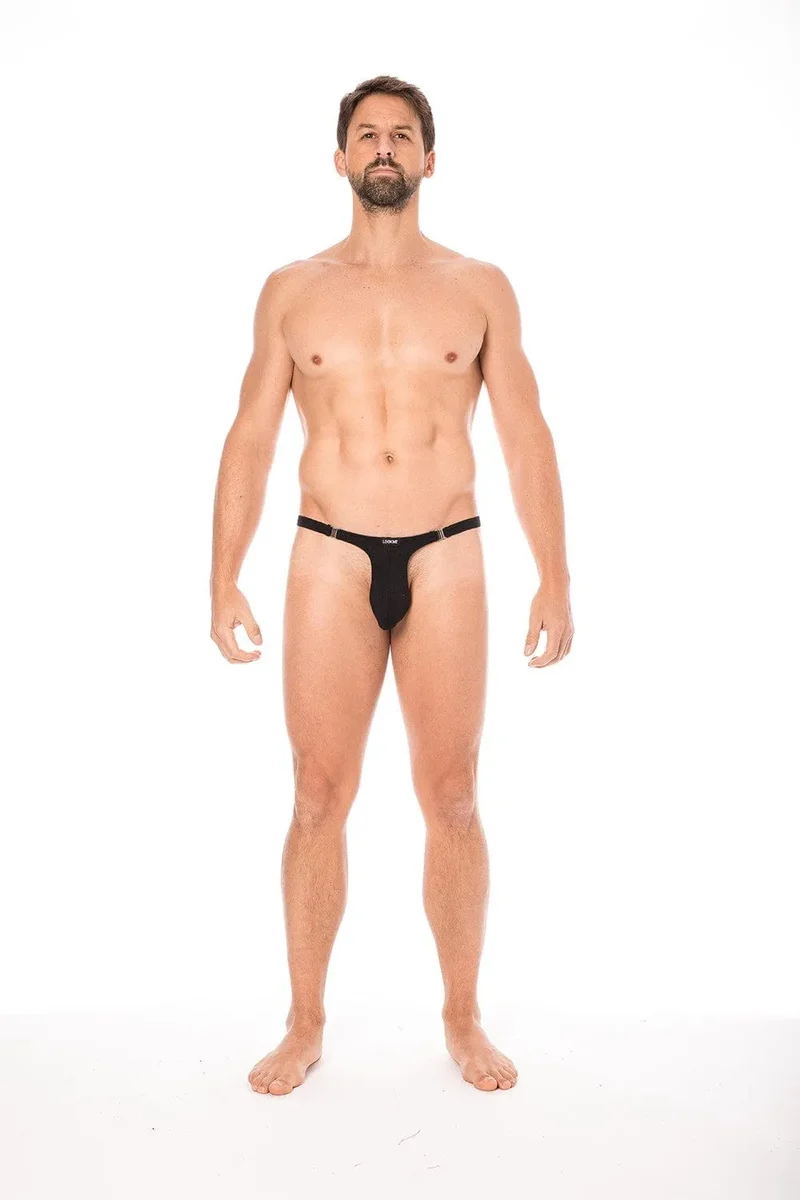 string noir coton élasthanne doux confortable sexy audacieux crochets détachables côtés coupe ajustée taille basse extensible respirant striptease
