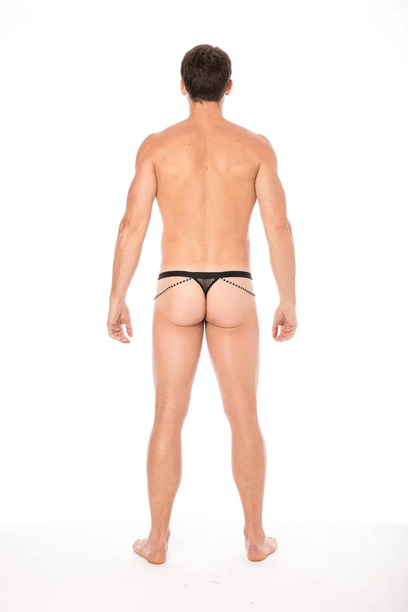 String Noir Sexy Confortable Doux Opacité Filet Cordelettes Sensuel Élastique Polyamide Elasthanne Urbain Branché Charme Soirée Intime Glamour