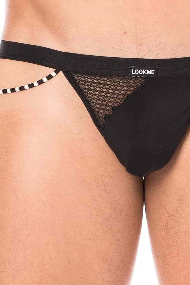 String Noir Sexy Confortable Doux Opacité Filet Cordelettes Sensuel Élastique Polyamide Elasthanne Urbain Branché Charme Soirée Intime Glamour
