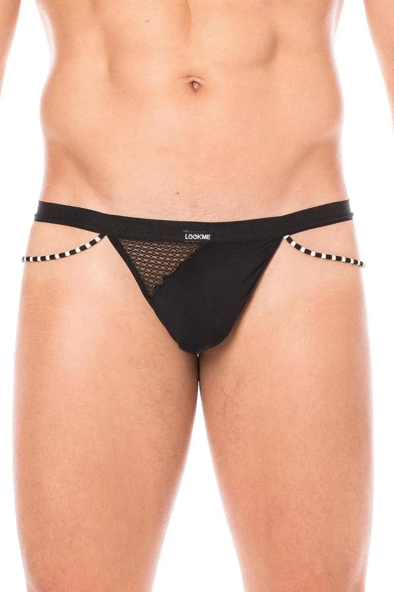 String Noir Sexy Confortable Doux Opacité Filet Cordelettes Sensuel Élastique Polyamide Elasthanne Urbain Branché Charme Soirée Intime Glamour