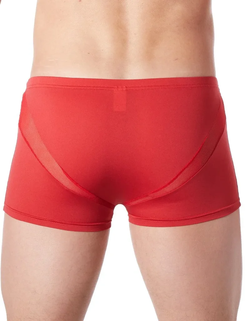 boxer homme original pas cher sexy rouge coupe confortable doux polyester elasthanne résille bandes V glamour