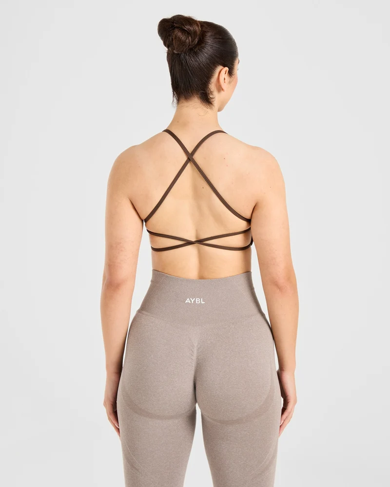 Essential Crossback Sports Bra - Deep Cocoa Brun