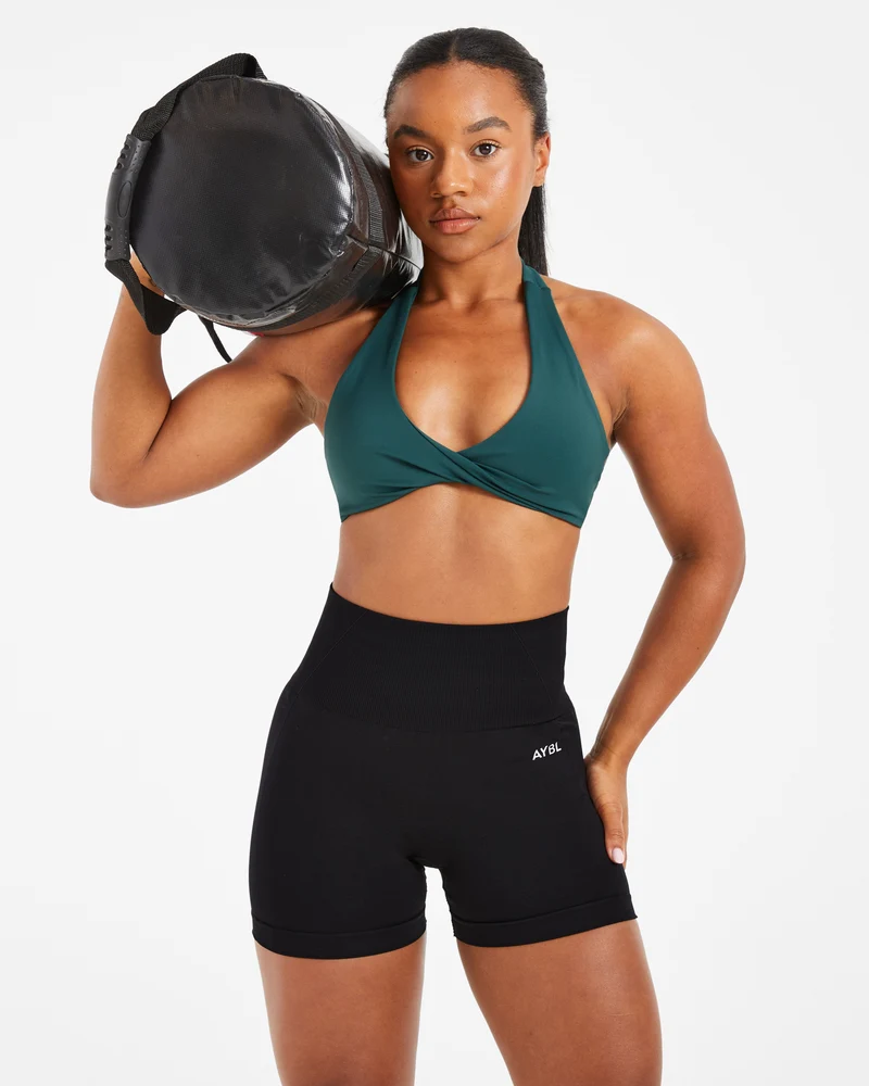Essential Halterneck Sports Bra - Deep Vert