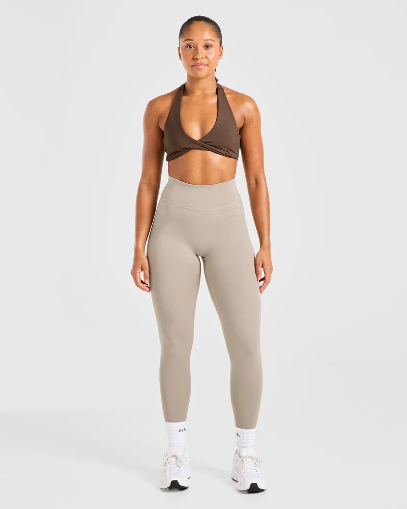 Essential Halterneck Sports Bra - Deep Cocoa Brun
